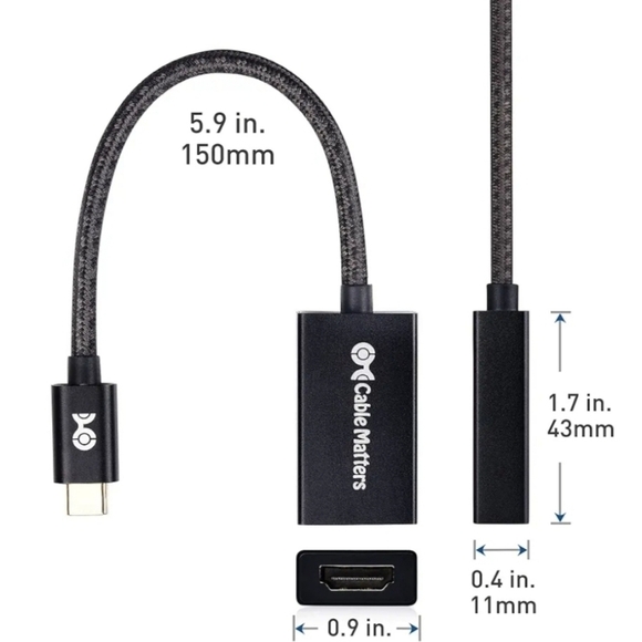 Cable Aluminum USB C to HDMI Adapter, Support 4K 60Hz, 2K 144Hz New - Picture 3 of 4